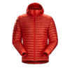 Mens lightweight down jacket with hood