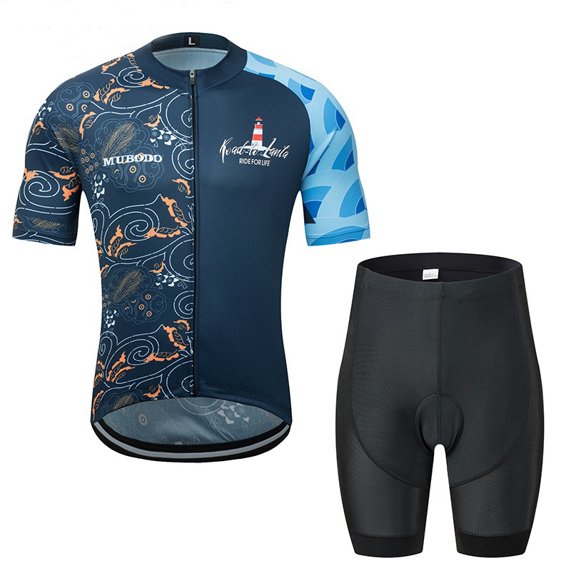 Men's Cycling Jersey Set Bicycle Short Sleeve Set Quick-Dry Breathable Shirt+3D Cushion Shorts Padded Pants/Bib Short