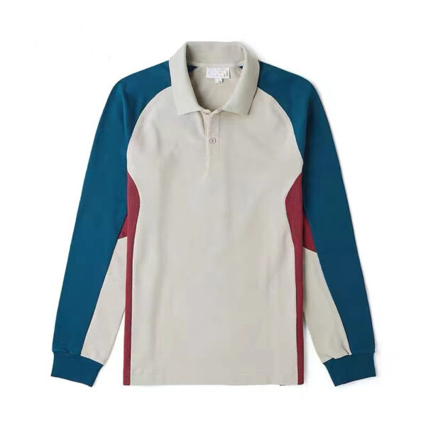 Men's breathable cotton mesh Polo long sleeve T-shirt