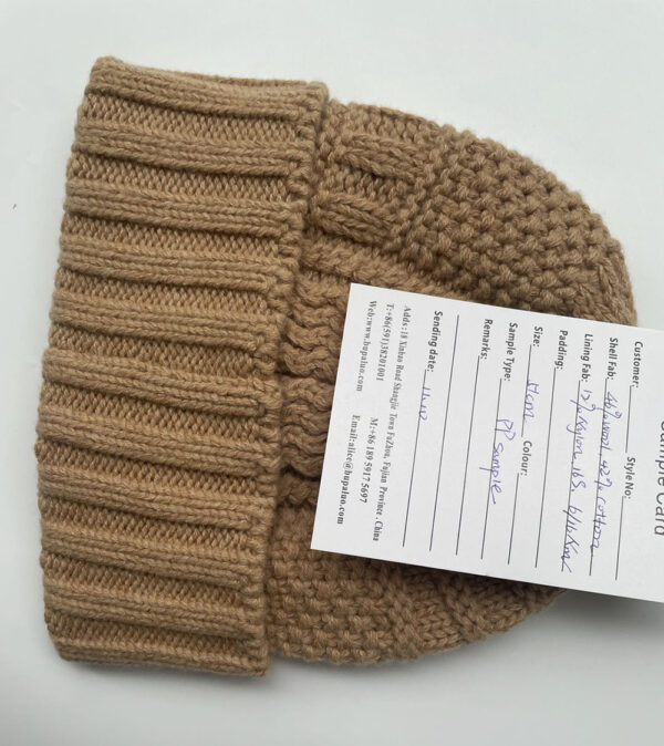 Wholesale wool blending knitted beanie hat - Image 5
