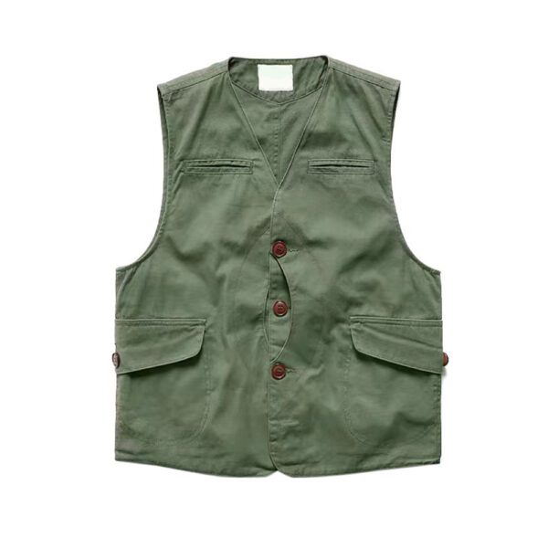 Unisex Multi Pocket simple Vintage Canvas Vest