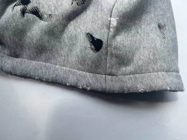 Men’s pullover fashion Vintage Spray printing  Hole pattern France Terry Hoodie - Image 7