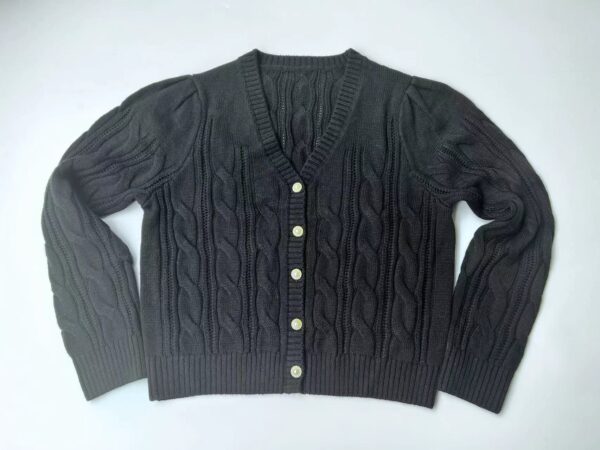 Hot Style Autumn Women Button Pure Color Long Sleeve Knitted Short Sweater Cardigan - Image 7